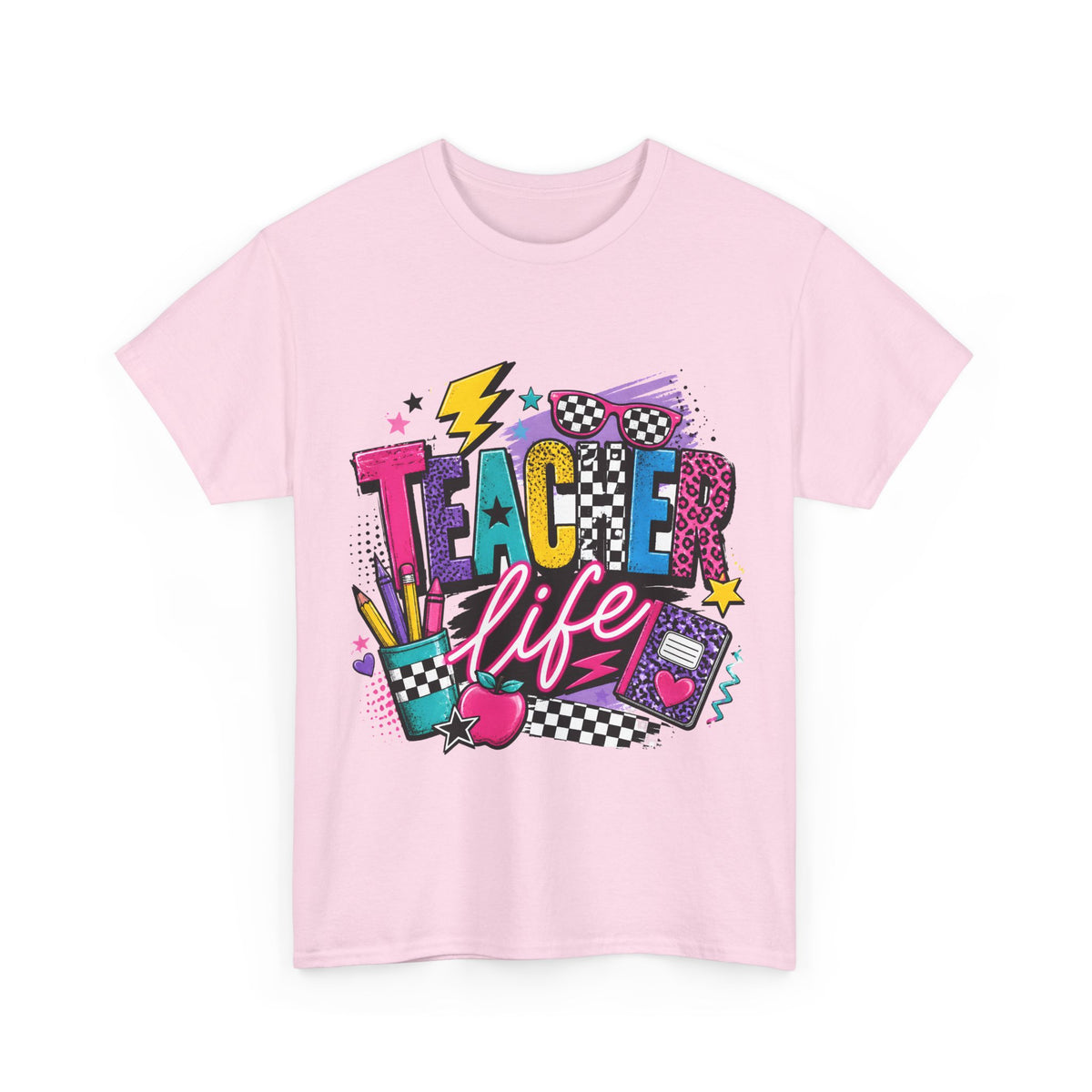 Teacher Life T‑Shirt — Colorful Retro School Graphic Tee for Educators