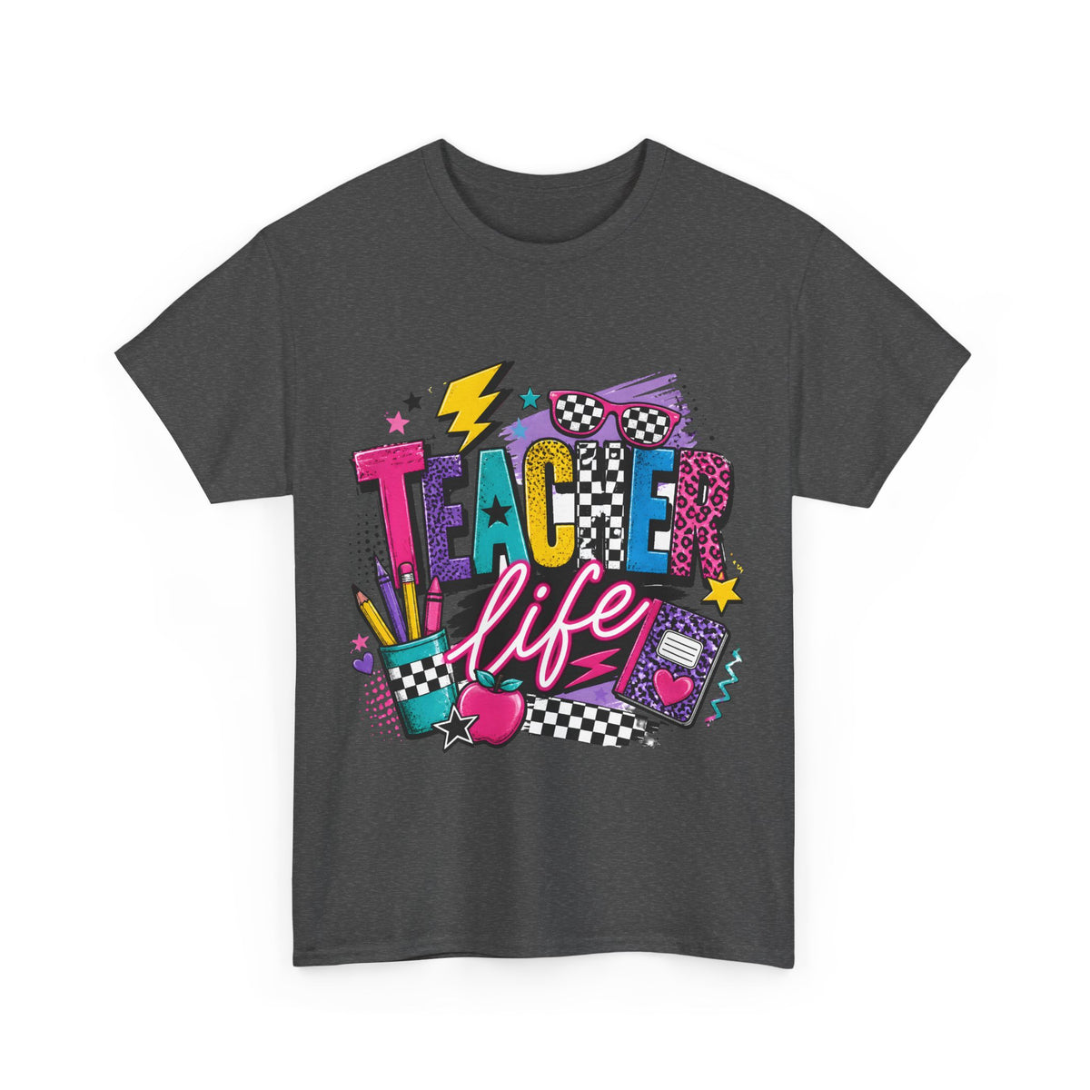 Teacher Life T‑Shirt — Colorful Retro School Graphic Tee for Educators
