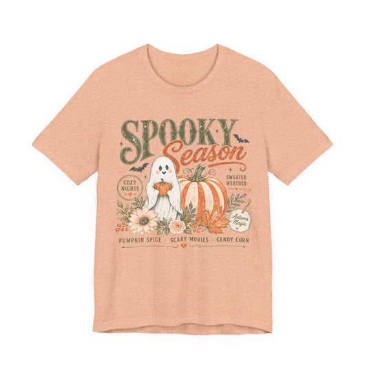 Spooky Season Tee – Ghost & Pumpkin Fall Graphic Shirt