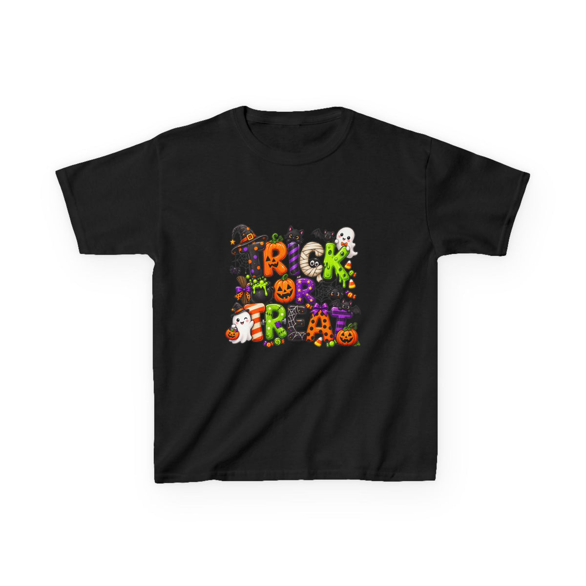 Kids Halloween "Trick or Treat" T-Shirt - Cute Spooky Characters