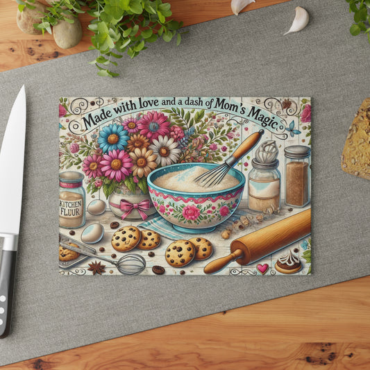 Made With Love Glass Cutting Board – Vintage Baking Kitchen Decor