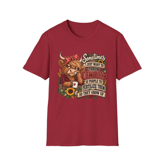 Funny Cow Poop T-Shirt — “Sometimes I Just Want to Throw Cow Poop” Graphic Tee