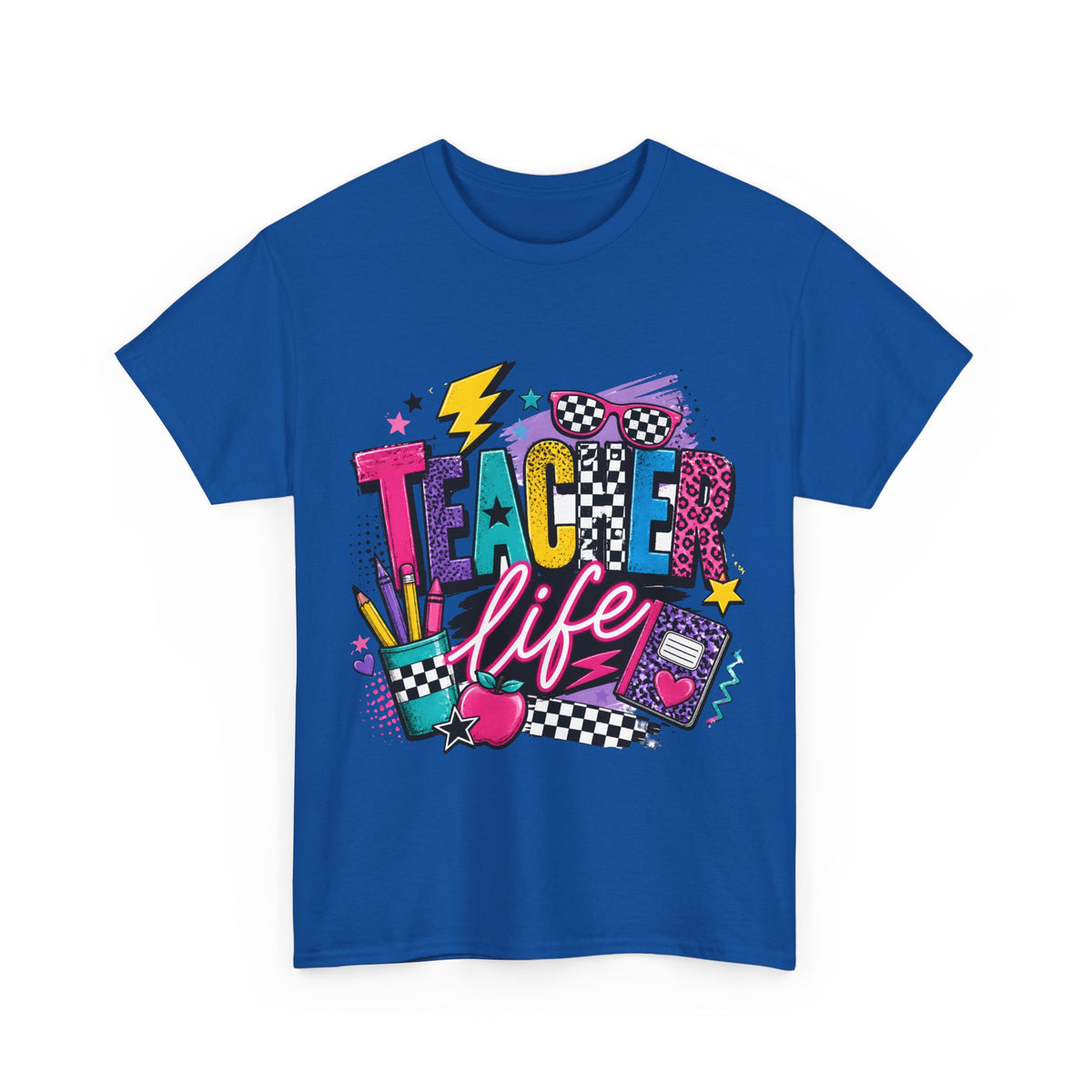 Teacher Life T‑Shirt — Colorful Retro School Graphic Tee for Educators