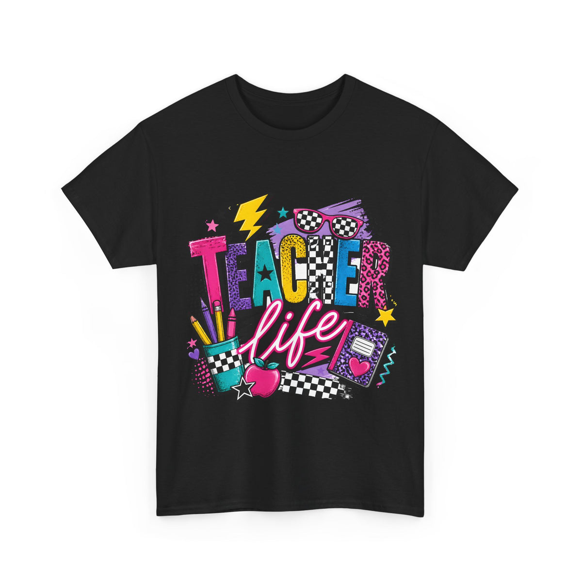 Teacher Life T‑Shirt — Colorful Retro School Graphic Tee for Educators