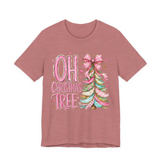 Oh Christmas Tree T-Shirt — Pink Pastel Holiday Tree Tee
