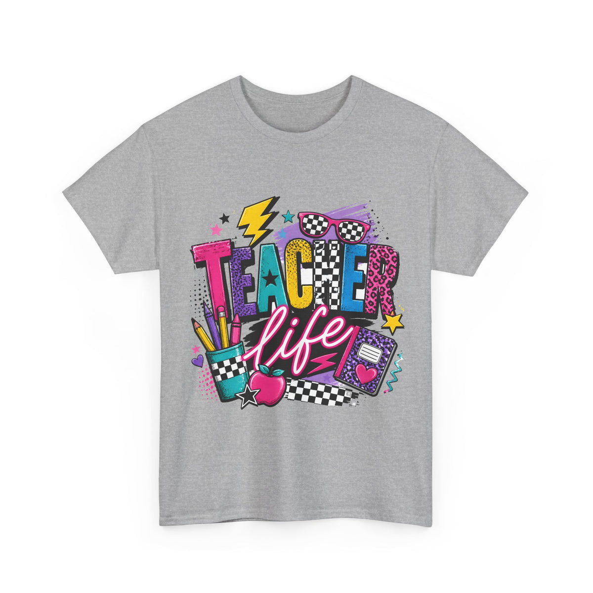 Teacher Life T‑Shirt — Colorful Retro School Graphic Tee for Educators