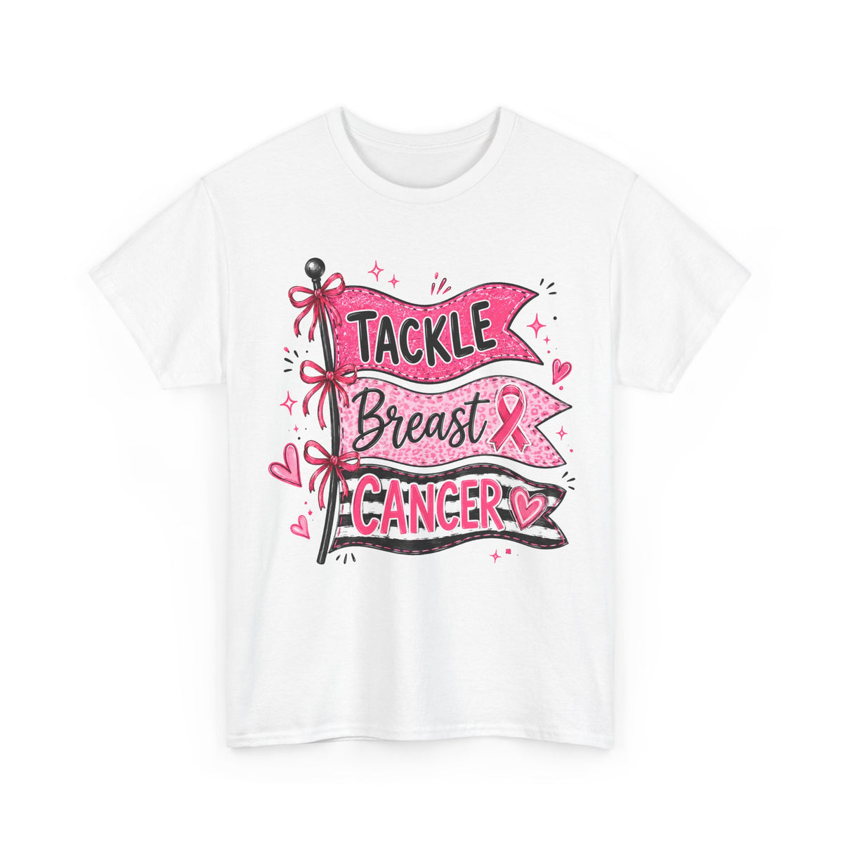 T-Shirt — "Tackle Breast Cancer" Pink Ribbon Support Tee