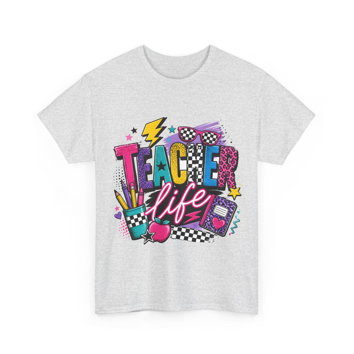 Teacher Life T‑Shirt — Colorful Retro School Graphic Tee for Educators