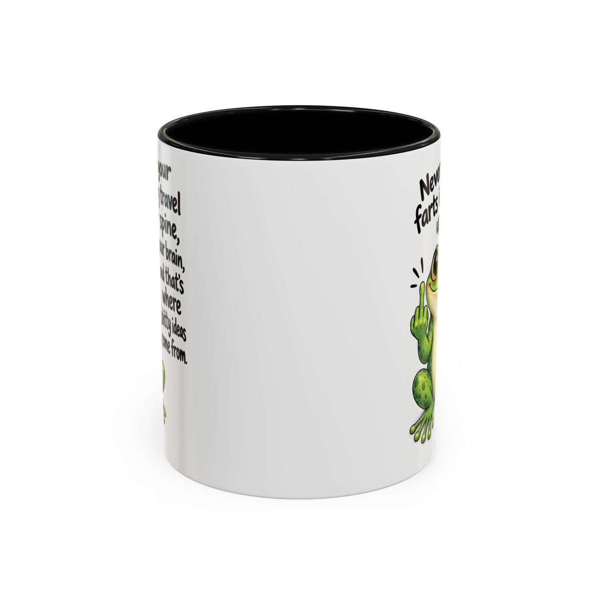 Coffee Mug — Funny Frog 'Never Hold Your Farts In' Accent Mug (11/15oz)