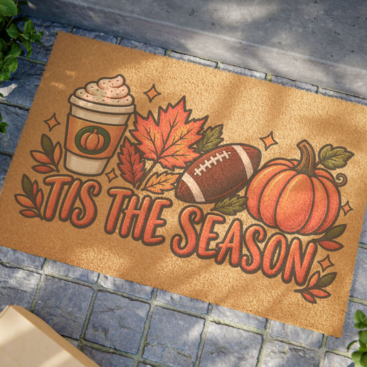 'Tis the Season Fall Doormat — Pumpkin, Football & Pumpkin Spice Welcome Mat