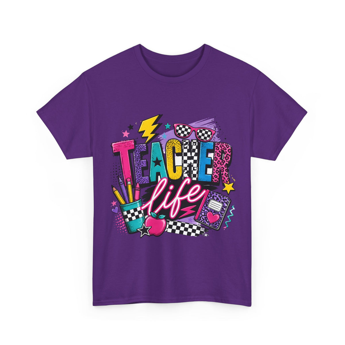 Teacher Life T‑Shirt — Colorful Retro School Graphic Tee for Educators