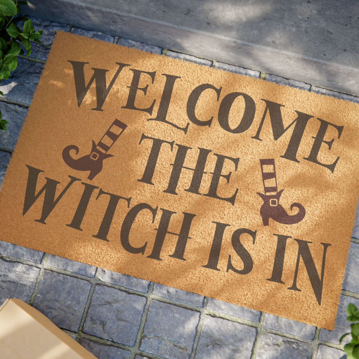 Halloween Doormat — "Welcome The Witch Is In" Coir Entry Mat