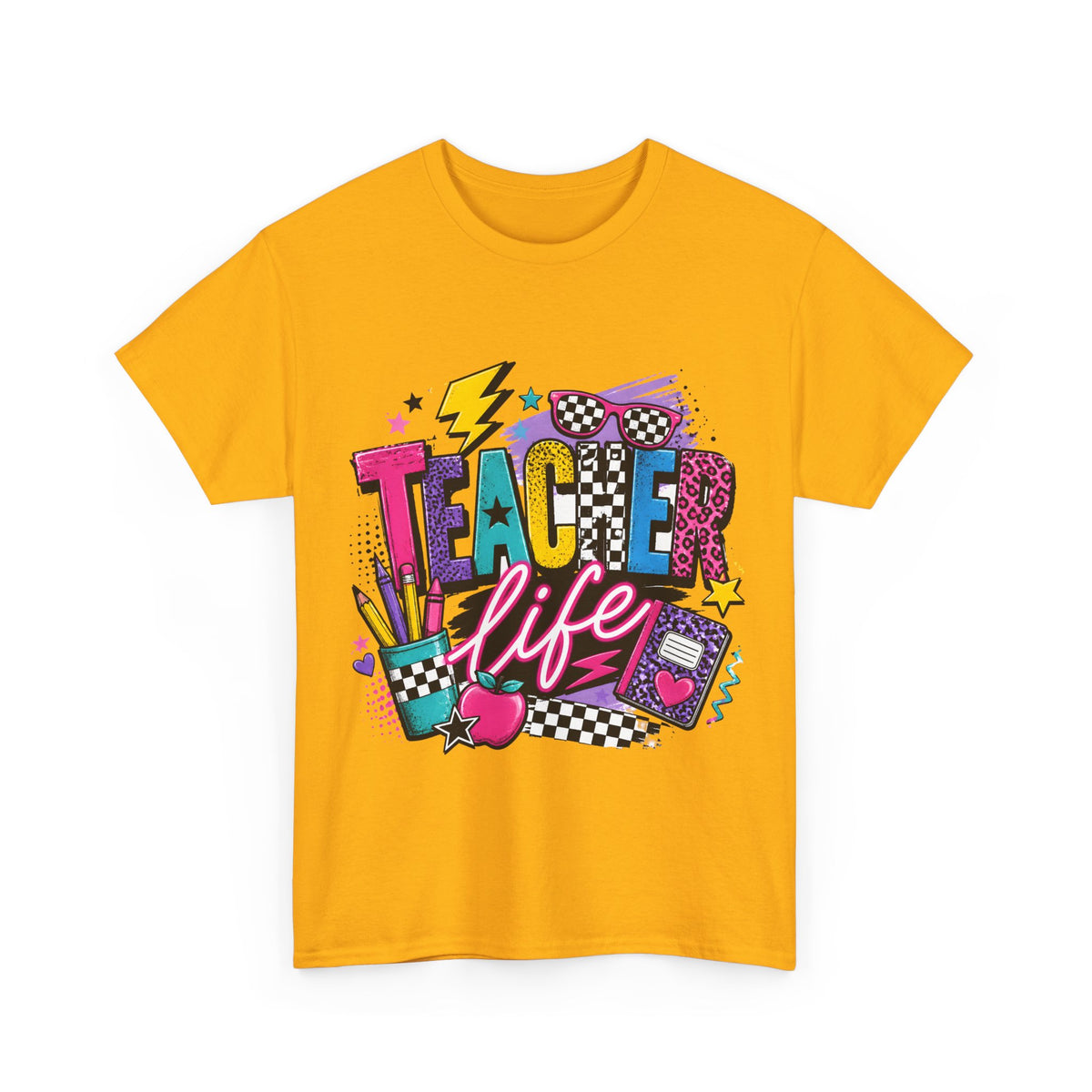 Teacher Life T‑Shirt — Colorful Retro School Graphic Tee for Educators
