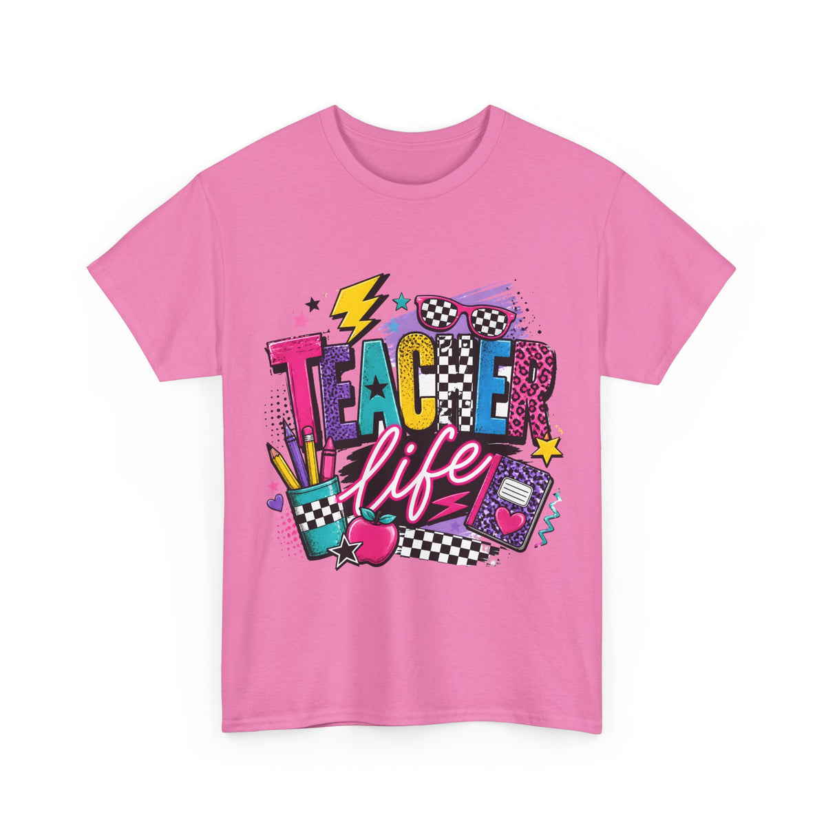 Teacher Life T‑Shirt — Colorful Retro School Graphic Tee for Educators