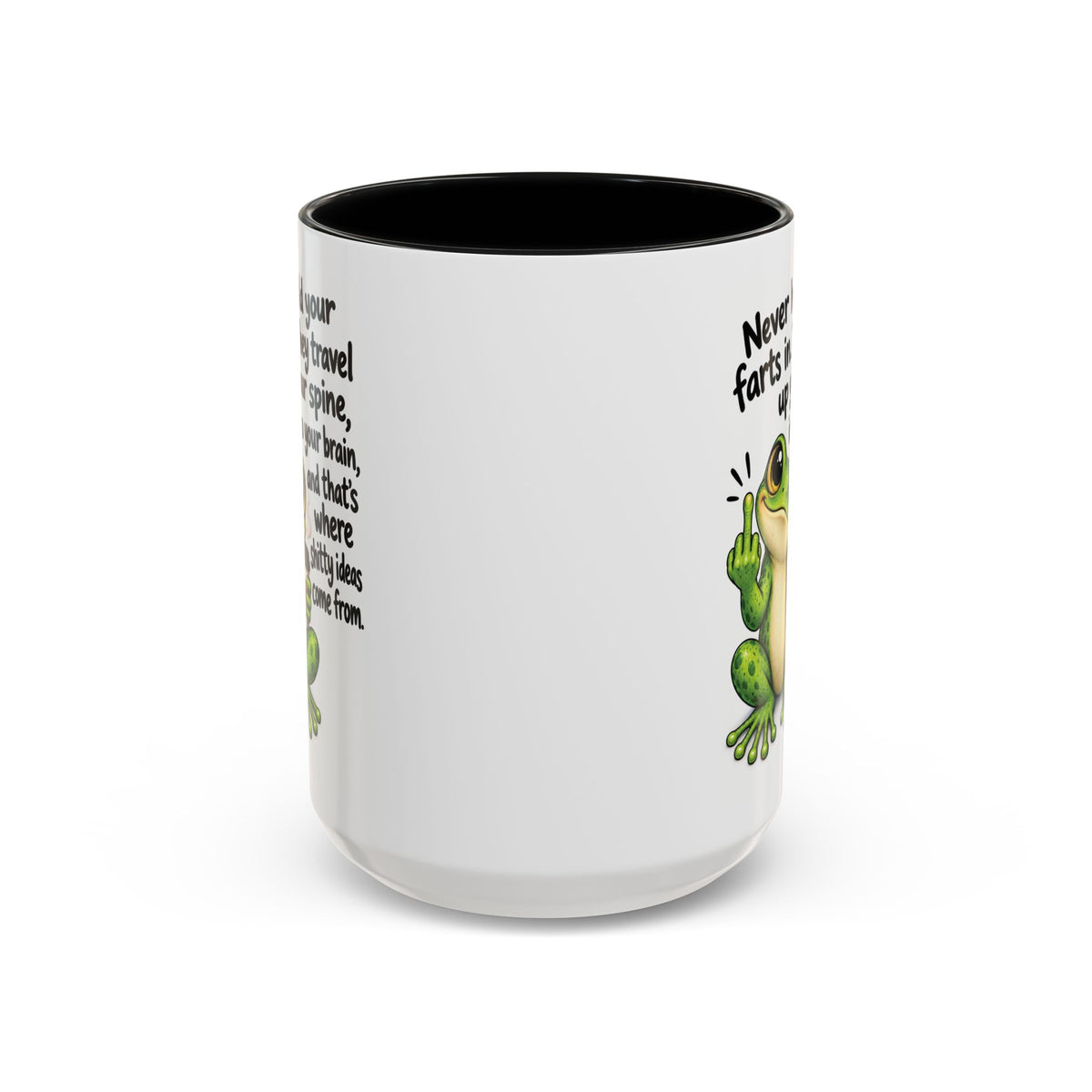 Coffee Mug — Funny Frog 'Never Hold Your Farts In' Accent Mug (11/15oz)