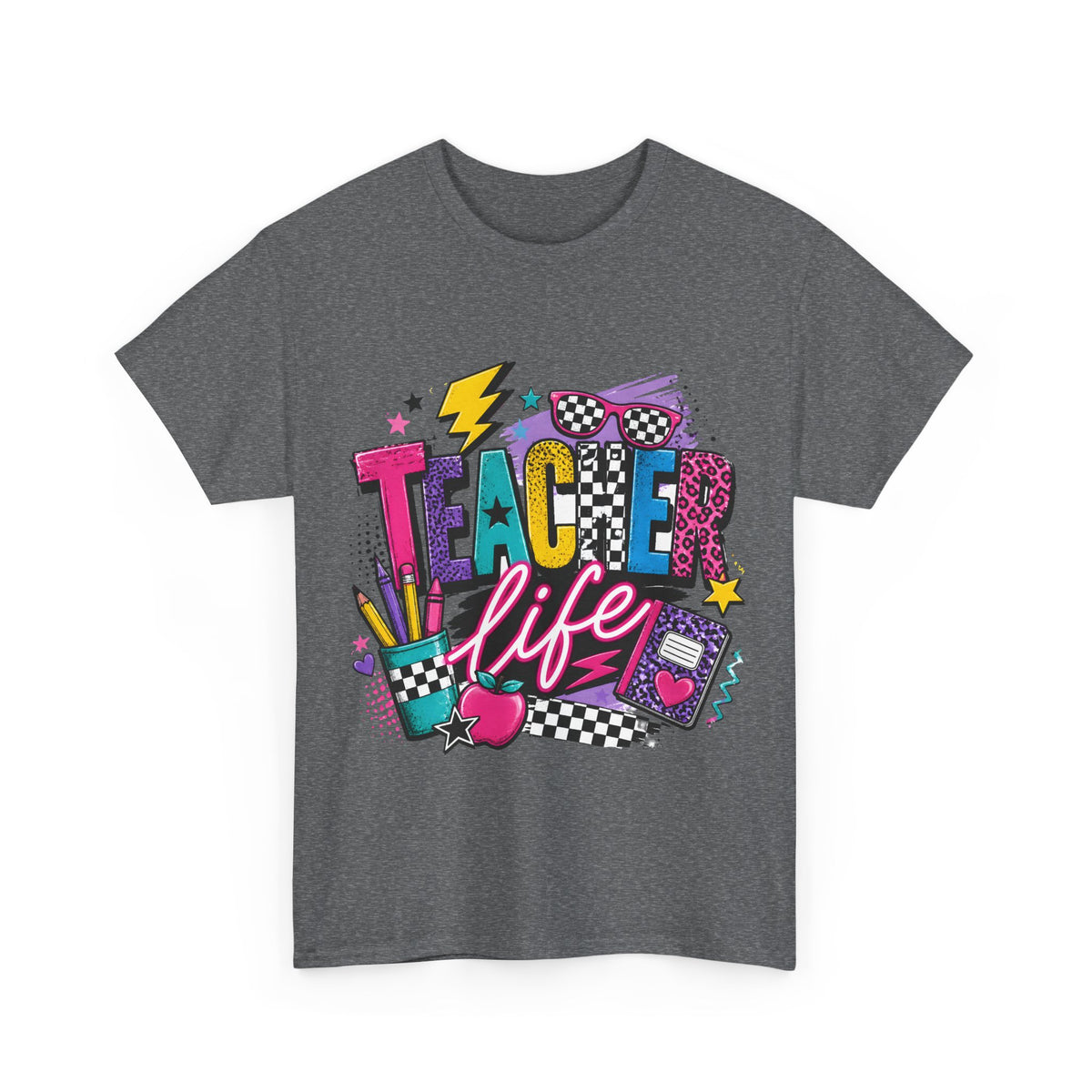 Teacher Life T‑Shirt — Colorful Retro School Graphic Tee for Educators
