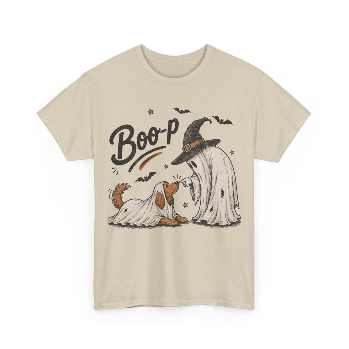 Halloween Ghost Dog T-Shirt — "Boo-p" Cute Witch Hat Pup Tee