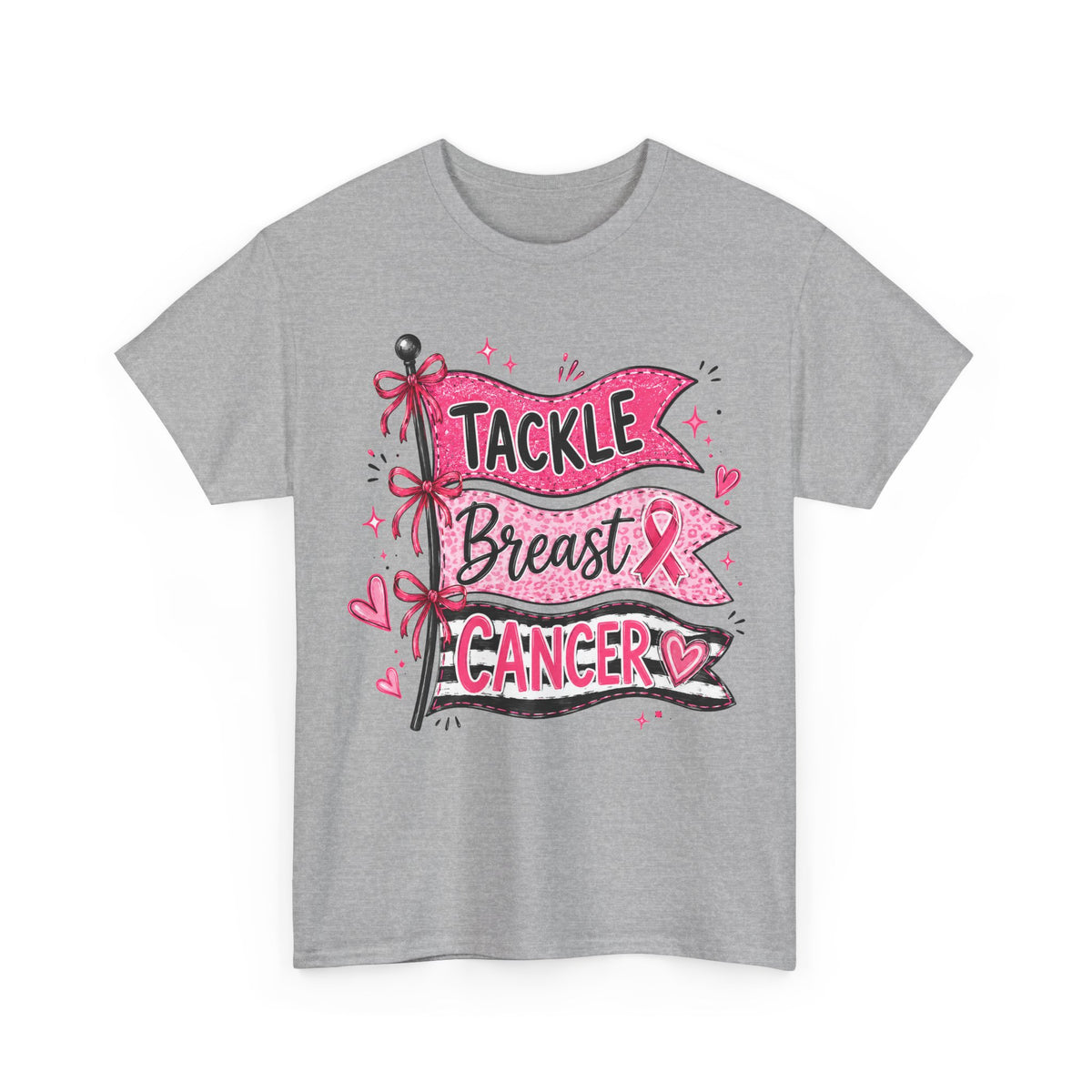 T-Shirt — "Tackle Breast Cancer" Pink Ribbon Support Tee