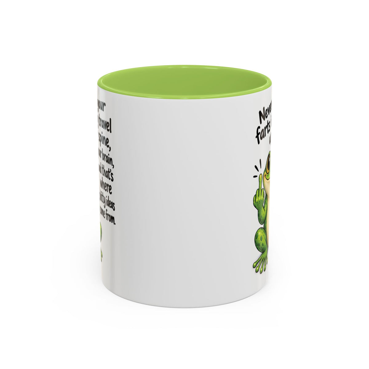 Coffee Mug — Funny Frog 'Never Hold Your Farts In' Accent Mug (11/15oz)