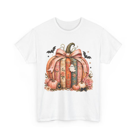 Halloween Pumpkin Stack Books T-Shirt — Cute Spooky Fall Reading Tee