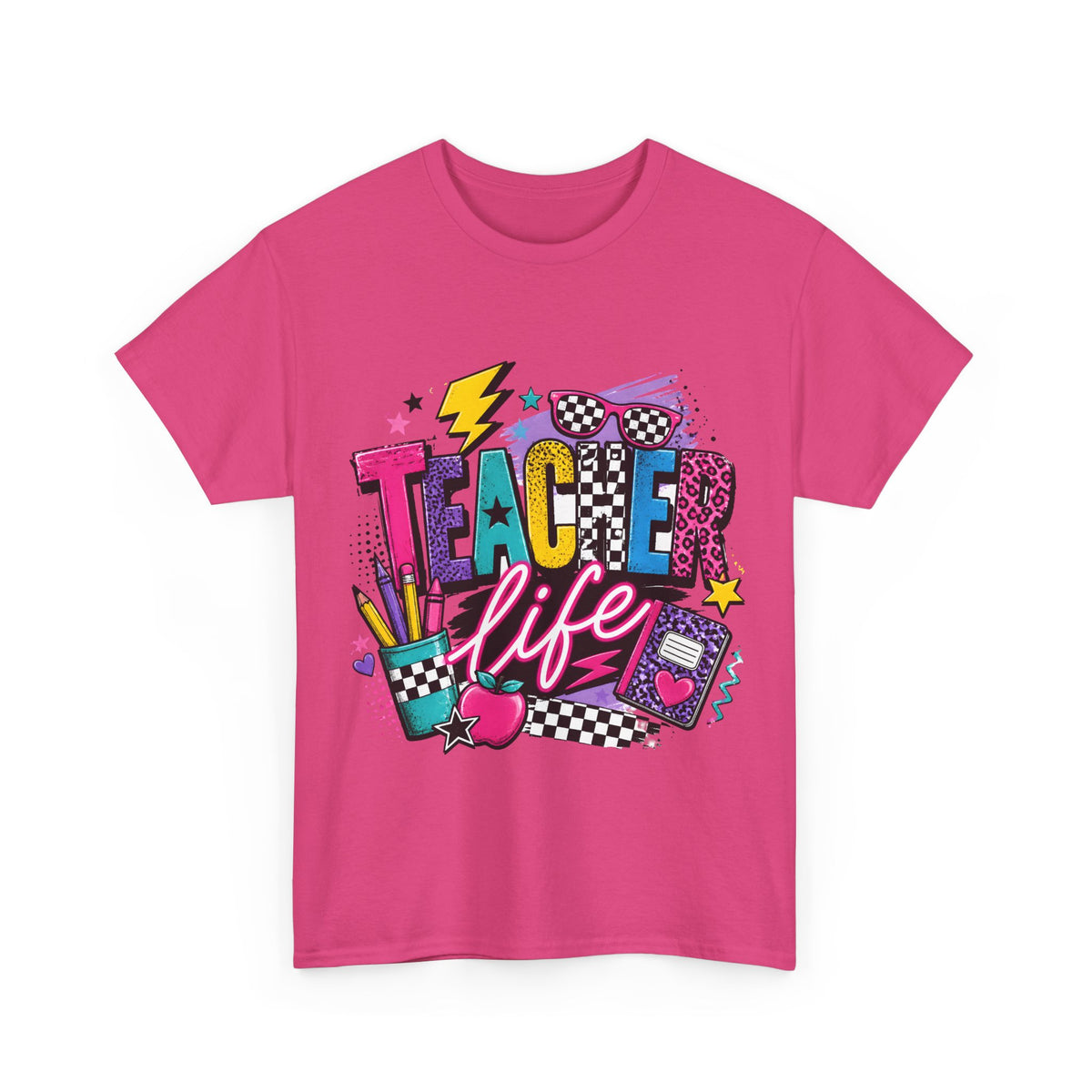 Teacher Life T‑Shirt — Colorful Retro School Graphic Tee for Educators