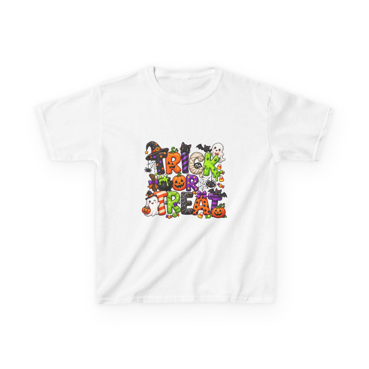 Kids Halloween "Trick or Treat" T-Shirt - Cute Spooky Characters